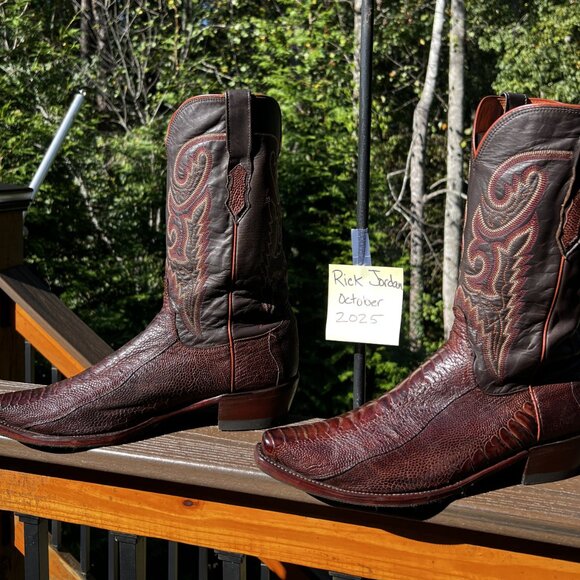Lucchese 1883 Sienna Brown Ostrich Leg Cowboy Boots in Men's Size 10.5D - Picture 4 of 11